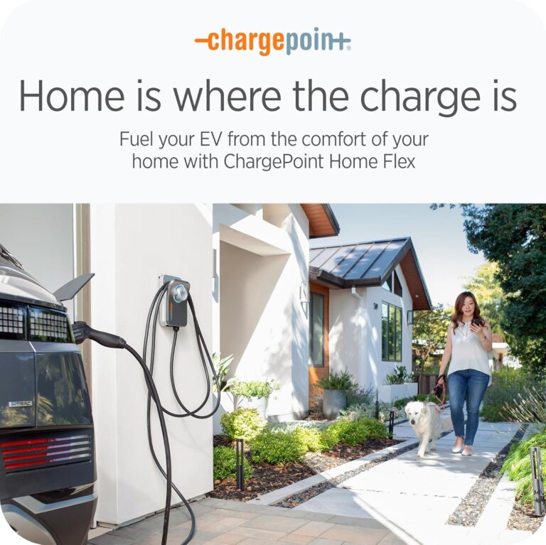 Hardwired ChargePoint HomeFlex charger with universal J1772 plug for all EV models
