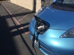 esla Model S Level 2 charging with adapter