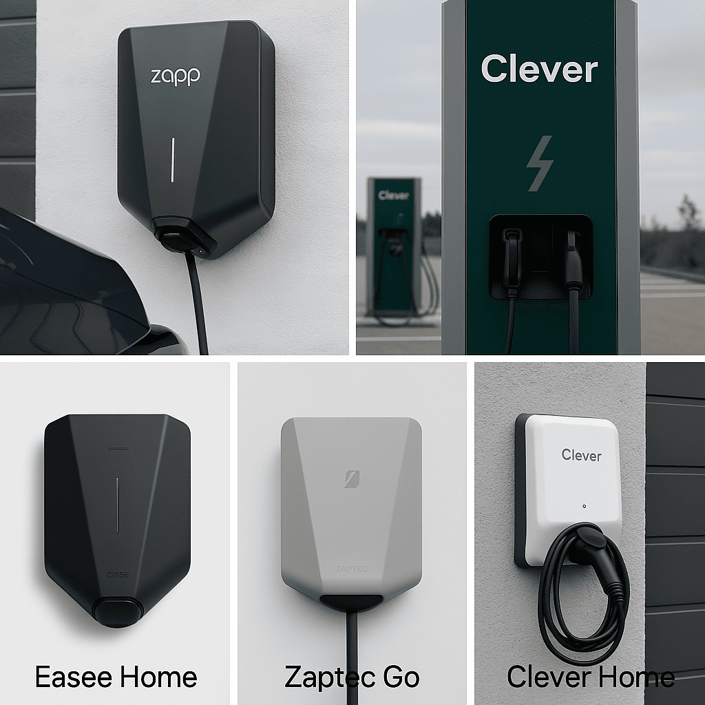 Clever Home ladeboks monteret på husmur med kabel og elbil