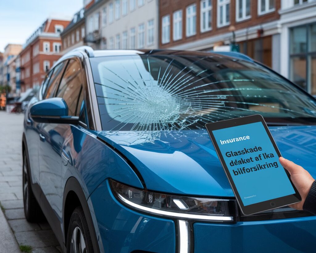 Glasskade dækket af Alka bilforsikring til elbil i Danmark

