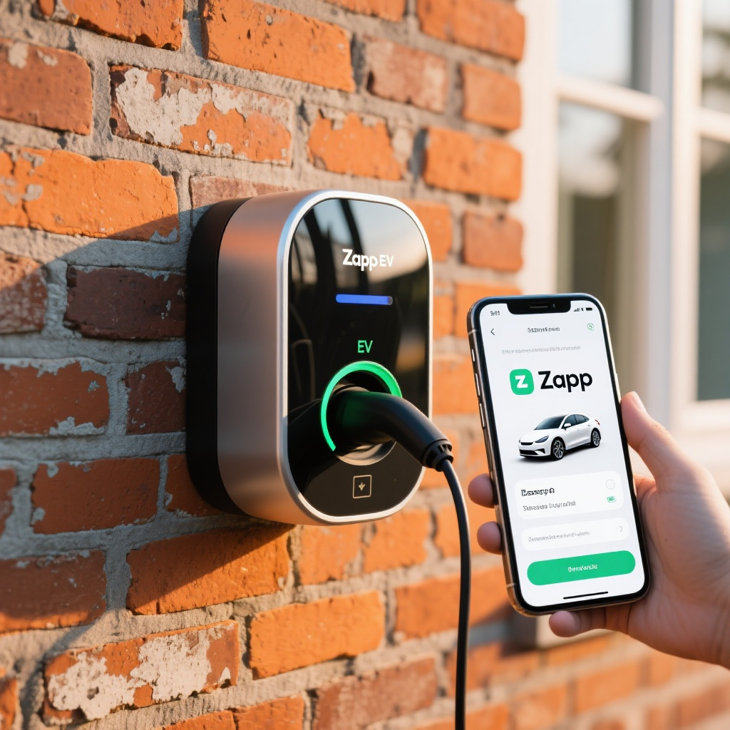 Zapp Elbillader installeret hjemme med elbil og app-styring