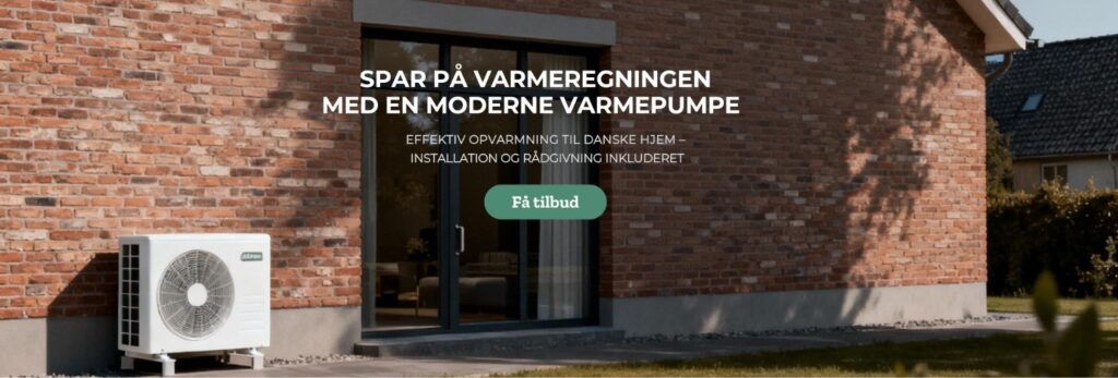 Luft til vand varmepumpe installeret ved moderne dansk hus